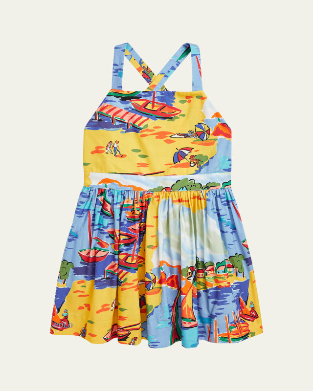 Girl's Italian Riviera Printed Dress, Size 2-